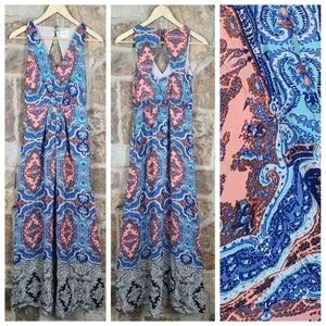 Maeve 0 Medallion Cutout Paisley Boho Maxi Dress Anthro